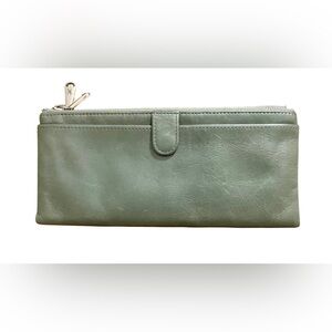 Hobo Leather Wallet Sage Green Card Slots Boho Magnetic Floral Interior Neutral